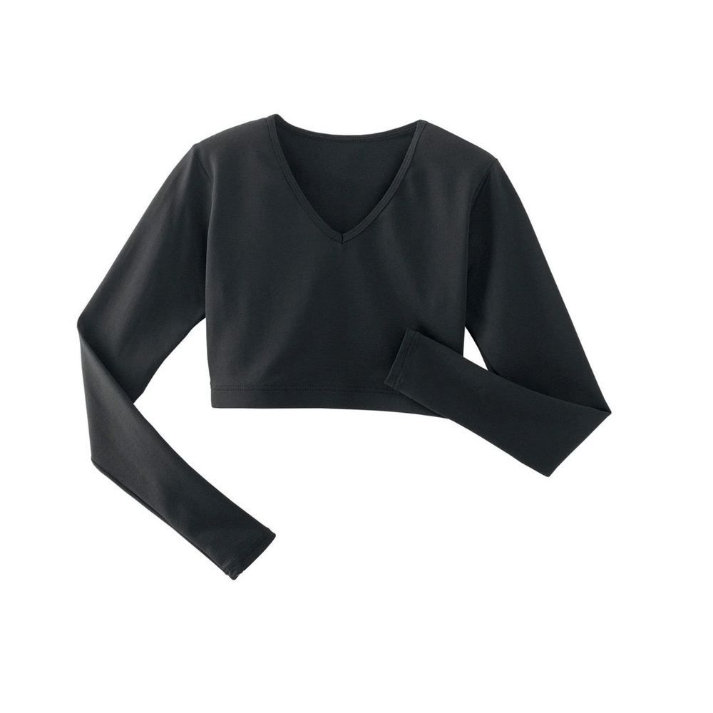Black V-Neck Long Sleeve Crop Top for Cheer / Dance (Varsity spirit Fashions)